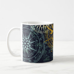 Grunge nautical rose wind compass vintage vintage  coffee mug