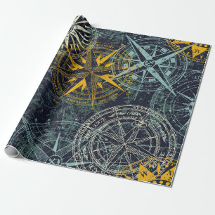 Grunge nautical rose wind compass vintage vintage  wrapping paper