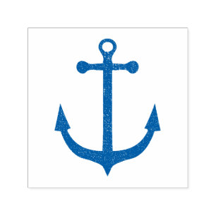 Grunge Navy Blue Nautical Anchor Self Inking Stamp