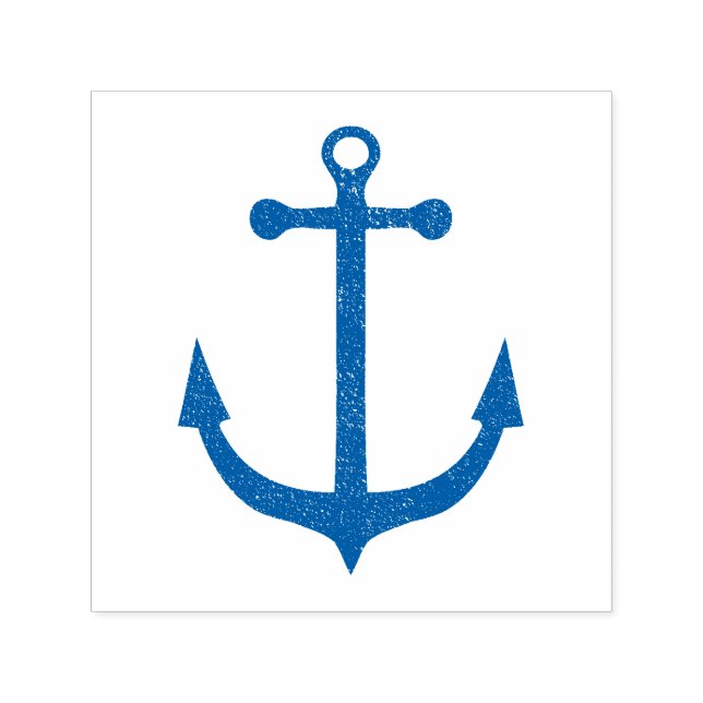 Grunge Navy Blue Nautical Anchor Self Inking Stamp (Design)