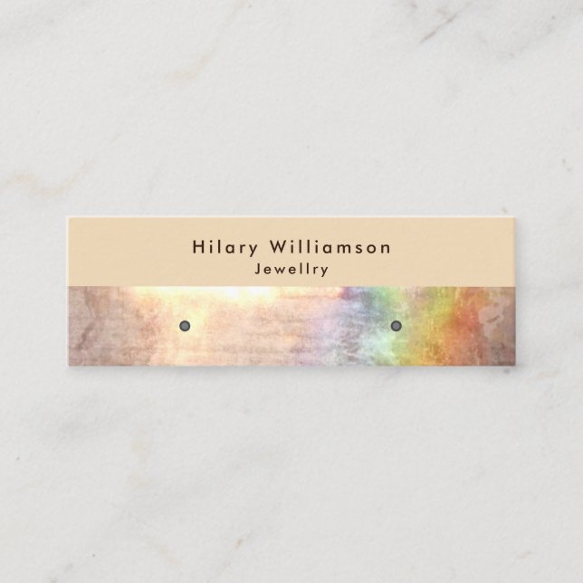 Grunge Neutral Beige Rainbow Earring Display Mini Business Card (Front)