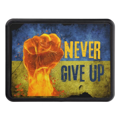 Grunge Never Give Up Ukraine Flaming Fist   Hitch Cover