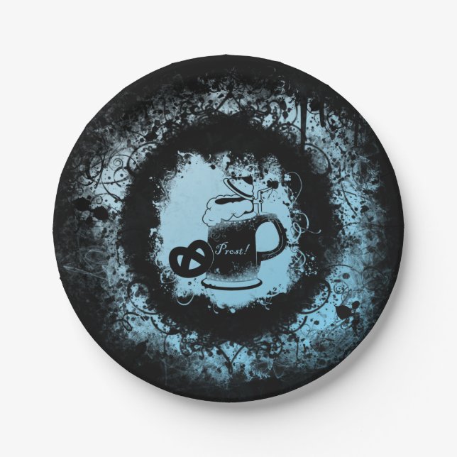 Grunge Oktoberfest Beer Stein Paper Plates (Front)