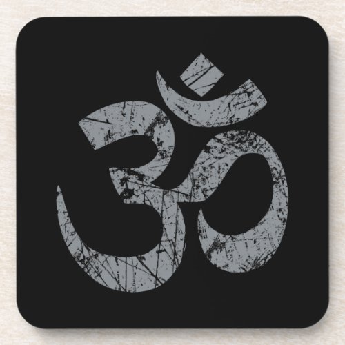 Grunge OM Symbol Spirituality Yoga Drink Coaster