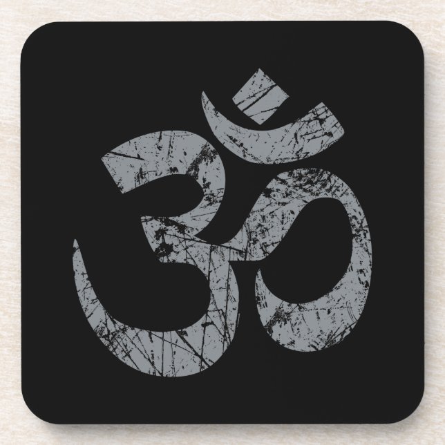 Grunge OM Symbol Spirituality Yoga Drink Coaster (Front)