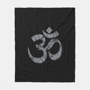 Grunge OM Symbol Spirituality Yoga Fleece Blanket