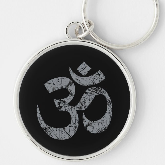 Grunge OM Symbol Spirituality Yoga Keychain (Front)