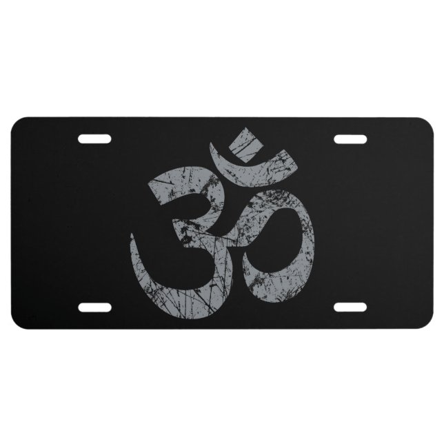 Grunge OM Symbol Spirituality Yoga License Plate (Front)