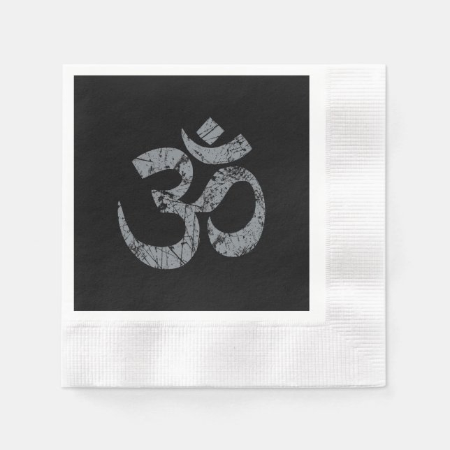 Grunge OM Symbol Spirituality Yoga Napkins (Front)