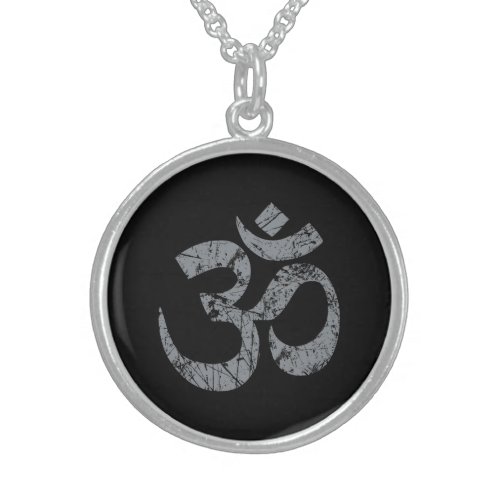 Grunge OM Symbol Spirituality Yoga Sterling Silver Necklace