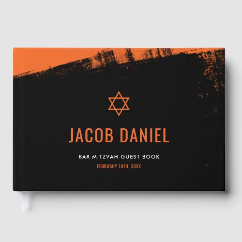 Grunge Orange Black Bar Mitzvah