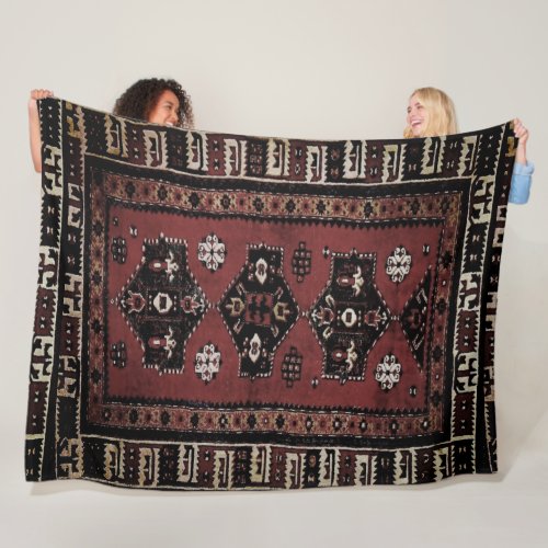 Grunge Oriental rug look   _ tribal _pattern Fleece Blanket