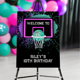 Grunge Paint Splatter Basketball Birthday Welcome Foam Board