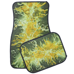 Grunge painting splatter attern - yellow green car floor mat