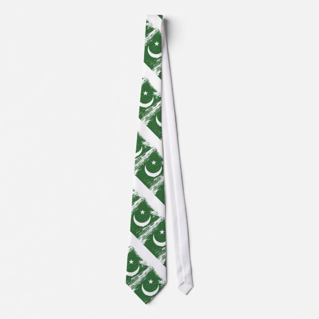 Grunge Pakistan Flag Neck Tie (Front)