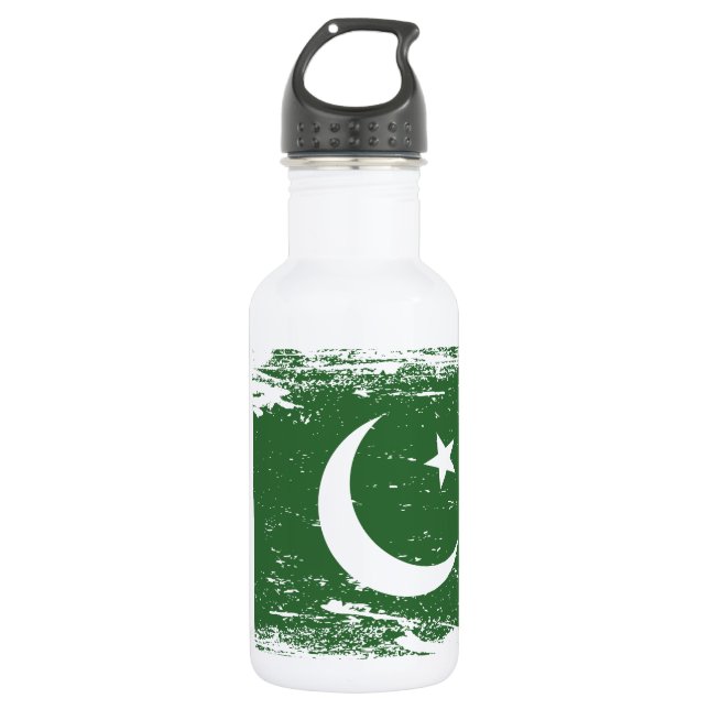 Grunge Pakistan Flag Water Bottle (Front)