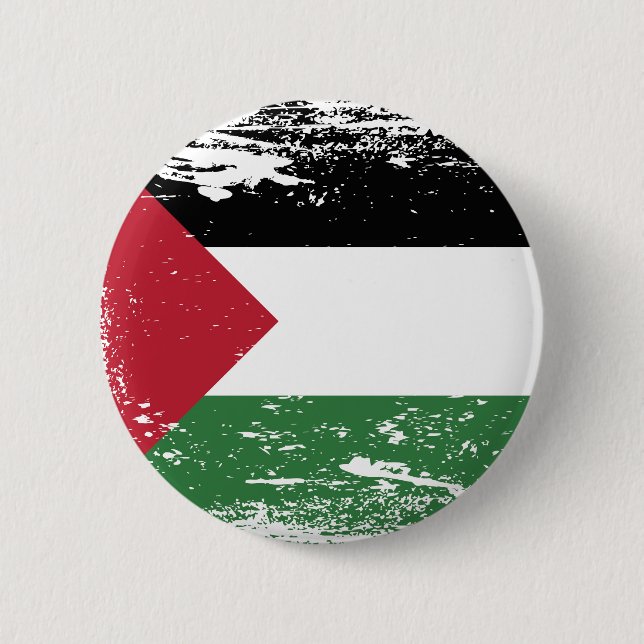 Grunge Palestine Flag Pinback Button (Front)