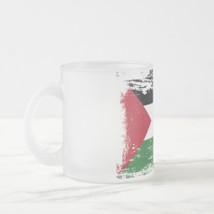 Grunge Palestine Flag Frosted Glass Coffee Mug