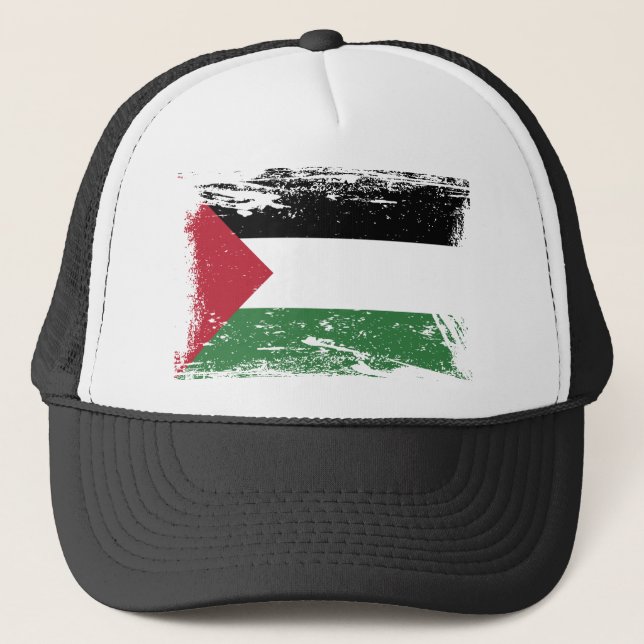Grunge Palestine Flag Trucker Hat (Front)