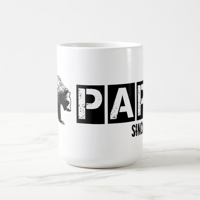 Grunge Papa Bear Since 2014, Black Coffee Mug (Center)