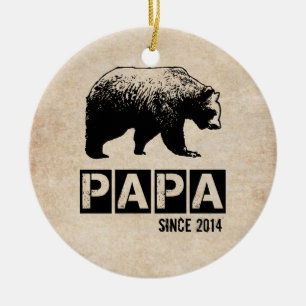 Grunge Papa Bear Since Year For Dad Ceramic Ornament