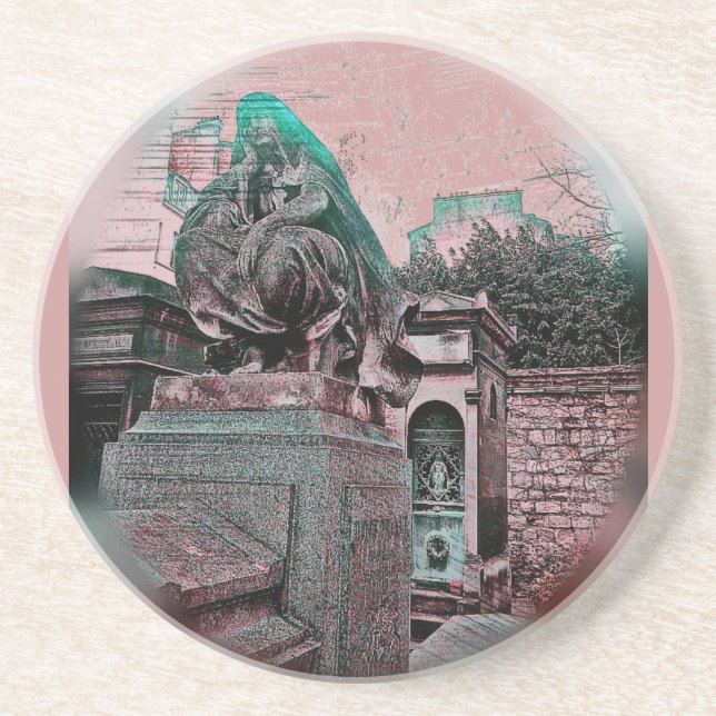 Grunge Paris Grave Drink Coaster (Front)
