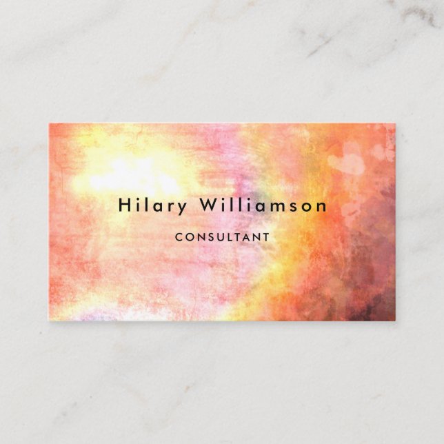 Grunge Pastel Orange Pink Business Card (Front)