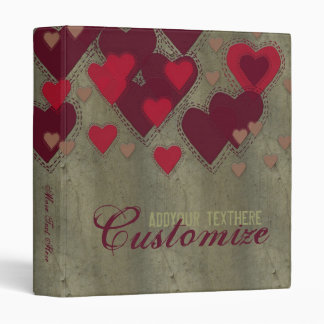 Grunge Patchwork Hearts Binder