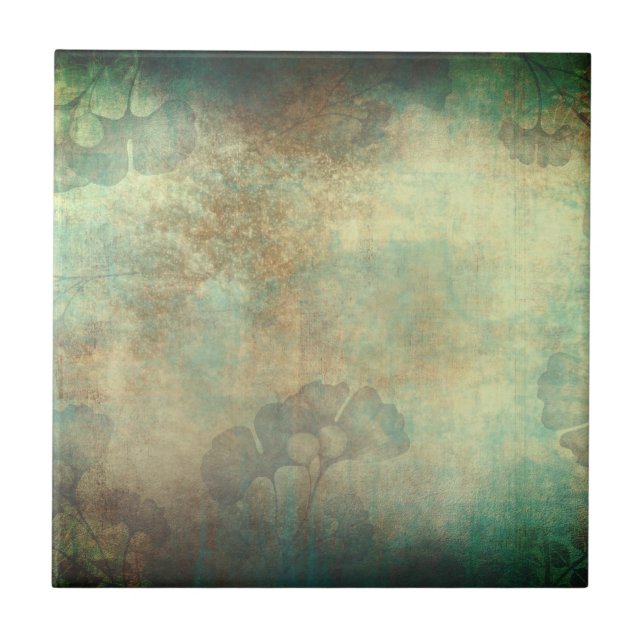 Grunge Patina vintage background Ceramic Tile (Front)