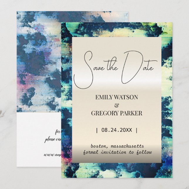 Grunge Patina vintage rust metallic Save The Date (Front/Back)