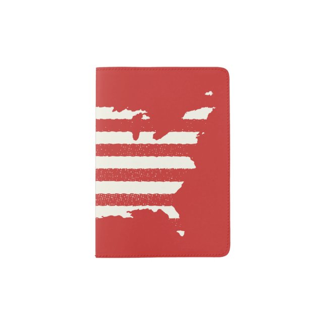 Grunge Patriotic American Flag Passport Holder (Front)