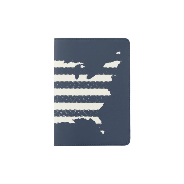 Grunge Patriotic American Flag Passport Holder (Front)