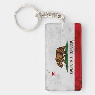 Grunge Patriotic California State Flag Keychain
