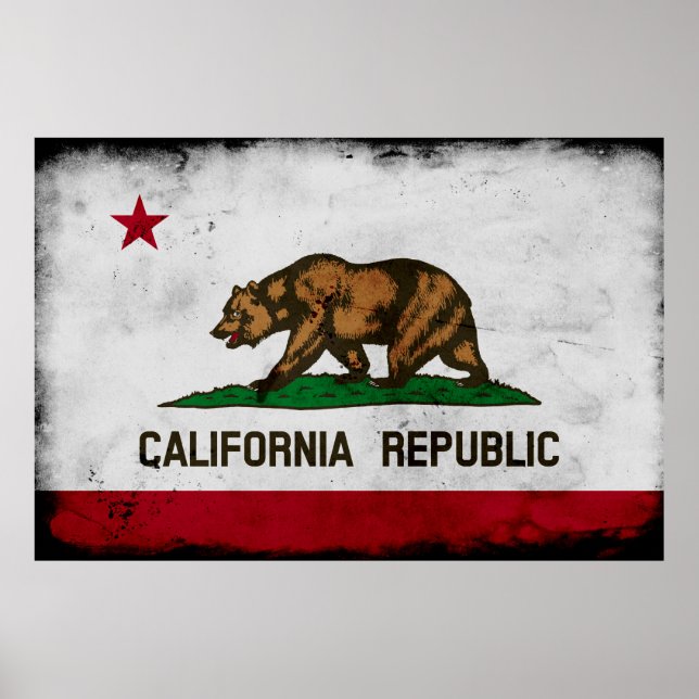 Grunge Patriotic California State Flag Poster (Front)