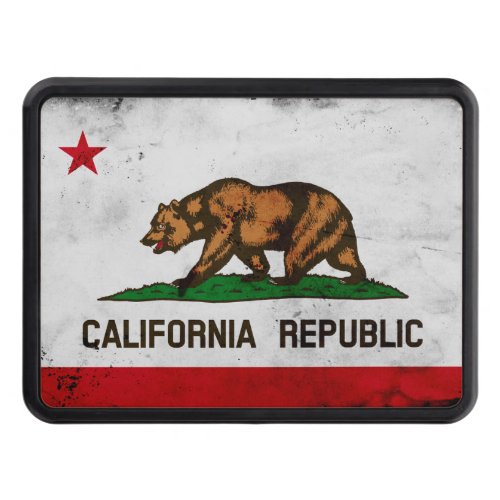 Grunge Patriotic California State Flag Tow Hitch Cover