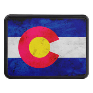 Grunge Patriotic Colorado State Flag Hitch Cover
