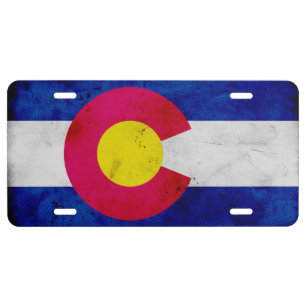 Grunge Patriotic Colorado State Flag License Plate