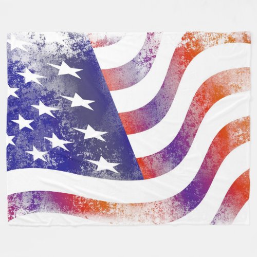 Grunge patriotic flowing American flag Old Glory Fleece Blanket