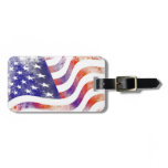 Grunge patriotic flowing American flag, Old Glory: Luggage Tag