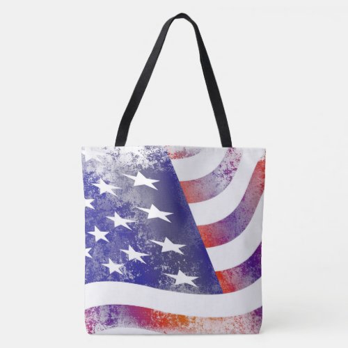 Grunge patriotic flowing American flag Old Glory Tote Bag