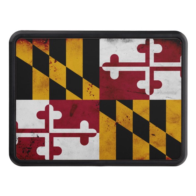 Grunge Patriotic Maryland State Flag Hitch Cover (Front)