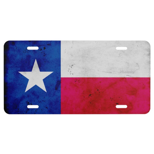 Grunge Patriotic Texas State Flag License Plate (Front)
