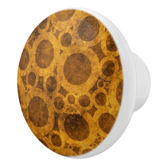 Grunge Pattern Steampunk Gold Brown Ceramic Knob