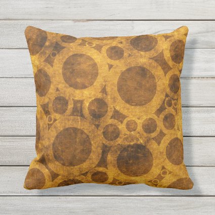 Grunge Pattern Steampunk Gold Brown Outdoor Pillow