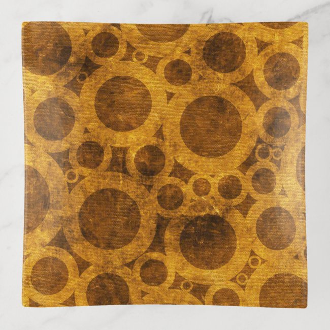 Grunge Pattern Steampunk Gold Brown Trinket Tray