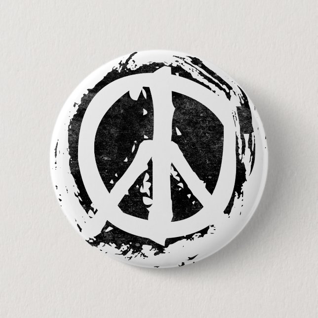 Grunge Peace Symbol Pinback Button (Front)