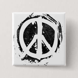 Grunge Peace Symbol Pinback Button