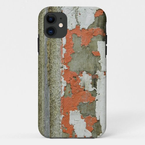 Grunge peeling orange paint on concrete wall iPhone 11 case