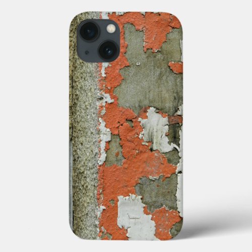 Grunge peeling orange paint on concrete wall iPhone 13 case