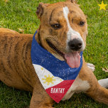 Grunge Philippines Flag Custom Name Pet Bandana<br><div class="desc">You beloved dog can wear your family's national pride! This grunge style Filipino flag pet bandana is easy to personalize with your dogs name! The red. white and blue color blocks with the sun and stars in the center, your furry family member will certainly stand out in style. There are...</div>